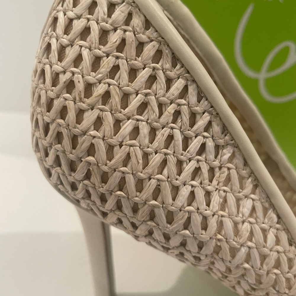 Sam Edelman Woven Pointed-Toe Pumps in Light Beige - Picture 6 of 12